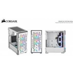 Corsair iCUE 220T RGB Airflow Smart ATX, mATX, Mini-ITX Case - White. 2 Years Warranty