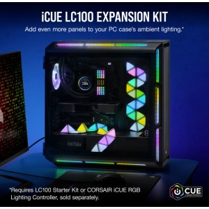 CORSAIR CL-9011115-WW iCUE LC100 Case Accent Lighting Panels - Mini Triangle - 9x Tile Expansion Kit