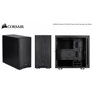 Corsair Carbide Series 275Q Mid-Tower Quiet ATX Case, 2x 3.5', 4x 2.5'. Up to 360mm Radiator, VGA 370mm, CPU 170mm.  Black