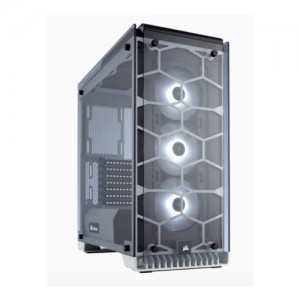 Corsair 570X RGB Crystal Series. 3x 120mm RGB LED Fan, ATX Gaming Case, White Trim (LS)