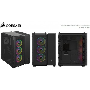 Corsair Crystal Series 680X RGB ATX High Airflow, USB 3.1 Type-C, Tempered Glass, Smart Dual Chamber Cube Case, Black.