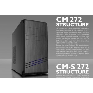 Casecom CM-272 mATX w/550W with PCIE 6+2 pins , 1 x Blue 12CM LED Fan, 2xUSB3.0 + HD Audio