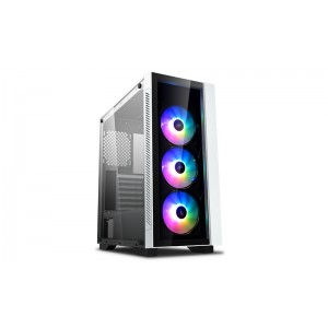 Deepcool MATREXX 55 V3 ADD-RGB WH 3F Tempered Glass Case, White Colour, Supports E-ATX MB, 3 Preinstalled ARGB Fans