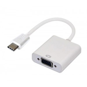 Astrotek AT-CMVGA-MF Thunderbolt USB 3.1 Type C (USB-C) to VGA Adapter Converter Male to Female for Apple Macbook Chromebook Pixel White