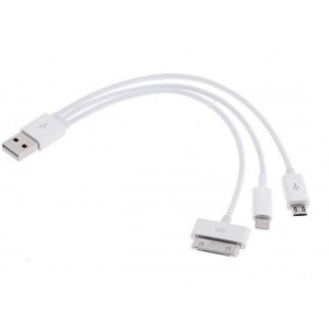 Astrotek USB 3 in 1 Data Charger Cable 60cm for iPhone Samsung USB to Micro B 9 pins 30 pins LS