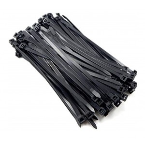 Cabac 200mm x 2.5mm (4') Bag of 100 Pack UV Resistant Wide Nylon Zip Cable Ties Black