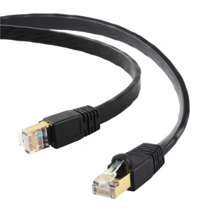 Edimax 2m Black 40GbE Shielded CAT8 Network Cable - Flat