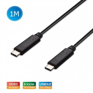 Simplecom CA511 USB-C to USB-C Cable USB 3.2 Gen1 5A 100W PD 4K@60Hz 1M (LS) ---> CA512