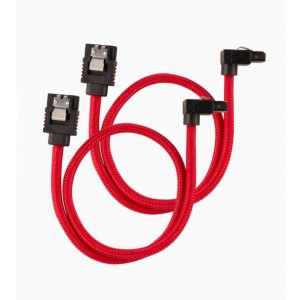 CORSAIR CC-8900284 Premium Sleeved SATA 6Gbps 60cm 90° Connector Cable — Red