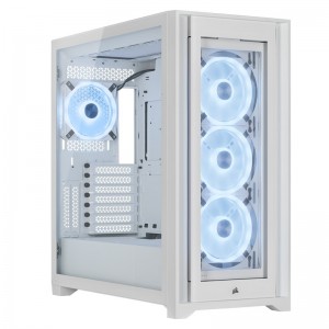 CORSAIR iCUE 5000X RGB QL Edition, ATX, E-ATX,USB Type-C, 3x 360mm LC, 4x pre-installed QL120 ARGB fans & Lighting Node CORE, All White Case