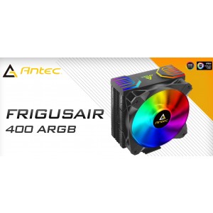 Antec FrigusAir A400 ARGB Air CPU Cooler, 77 CFM, Silent RGB 12CM PWM Fan with controller, Direct Heat-Pipes, Intel 1700, 2066, 115x, AM 3/4+, AM5
