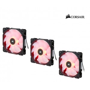 Corsair Air Flow 120mm Fan Low Noise Edition / Red LED 3 PIN - Hydraulic Bearing, 1.43mm H2O. Superior cooling performance. Three Pack!