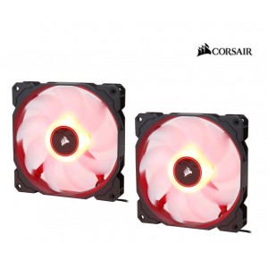 Corsair Air Flow 140mm Fan Low Noise Edition / Red LED 3 PIN - Hydraulic Bearing, 1.43mm H2O. Superior cooling performance. TWIN Pack!