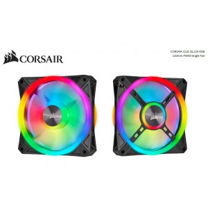 Corsair QL120 RGB, ICUE, 120mm RGB LED PWM Fan 26dBA, 41.8 CFM, Single Pack