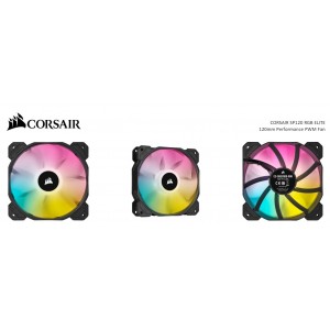 Corsair Black SP120 RGB ELITE, 120mm RGB LED PWM Low Noise, High CFM Fan with AirGuide, Single Pack