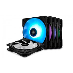 Deepcool RF 120M 120mm High Brightness RGB Fans (5 In 1 Pack With 2 Fan Hubs, Sync Cable)