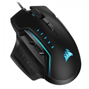Corsair Gaming GLAIVE PRO RGB Gaming Mouse - Black, Backlit RGB LED, 18000 DPI, Optical, CUE Software, Changeable Thumb Grips.