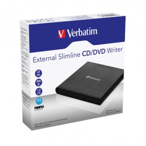 Verbatim External Slimline Mobile CD/DVD Writer USB 2.0 Black (LS)