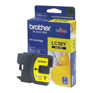Brother LC-38Y Yellow Ink Cartridge- to suit DCP-145C/165C/195C/375CW, MFC-250C/255CW/257CW/290C/295CN- uo to 260 pages