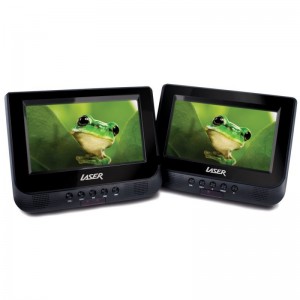 LASER Dual 7" In Car DVD Player Portable USB Card Reader VCD CD MP3 Headphones