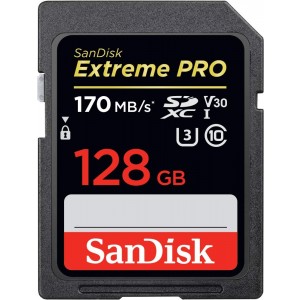 SANDISK SDSDXXY-128G-GNCIN SDXC Extreme Pro V30 4K/UHD UHS-I/U3 170MB