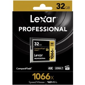 Lexar Professional 1066x 32GB Compact Flash Card - Up to 160Mbs Read/155Mbs Write/Compact Flash/High Quality 1080p full-HD/3D/4K(LS)