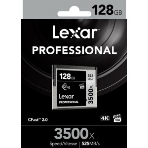 Lexar Professional 3500x 128GB Cfast 2.0 Card - Up to 525MBs Read/445Mbs Write/High Speed Transfers/High Quality 4k with VPG-130/Cinema-Grade(LS)