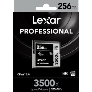 Lexar Professional 3500x 256GB Cfast 2.0 Card - Up to 525MBs Read/445Mbs Write/High Speed Transfers/High Quality 4k with VPG-130/Cinema-Grade(LS)