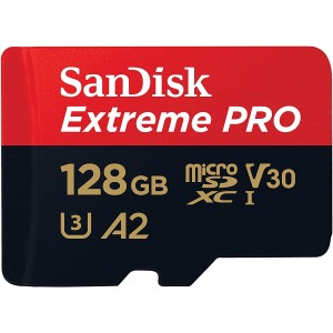 SanDisk 128GB SanDisk Extreme Pro microSDHC SQXCY V30 U3 C10 A2 UHS-1 170MB/s R 90MB/s W 4x6 SD Adaptor Android Smartphone Action Camera Drones