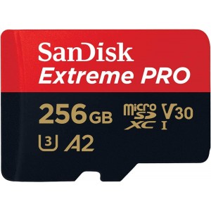 SanDisk 256GB SanDisk Extreme Pro microSDHC SQXCZ V30 U3 C10 A2 UHS-1 170MB/s R 90MB/s W 4x6 SD Adaptor Android Smartphone Action Camera Drones