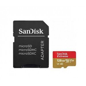 SanDisk Extreme microSDXC, SQXAA 128GB, V30, U3, C10, A2, UHS-I, 190MB/s R, 90MB/s W, 4x6, SD adaptor, Lifetime Limited, Action Cam