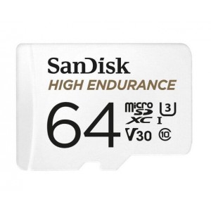 SanDisk 64GB High Endurance microSDHC� Card  SQQNR 5,000 Hrs UHS-I C10 U3 V30 100MB/s R 40MB/s W SD adaptor 2Y