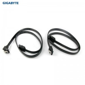 4x GIGABYTE SATA 3 III 3.0 Data Cable 6Gbps for HDD SSD with Angle and Lead Clip Black