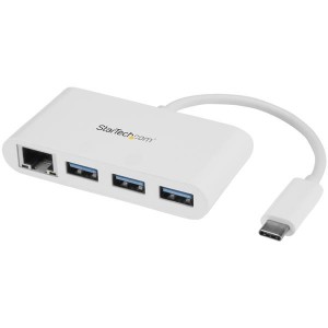 StarTech HB30C3A1GEA USB/Ethernet Combo Hub - USB 3.0 Type C - External - White - UASP Support - 3 Total USB Port(s) - 3 USB 3.0 Port(s)1 Network (RJ-45) Port(s) - PC, Mac, Linux