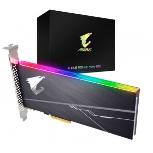 Gigabyte AORUS AIC PCIe x4 NVMe SSD 512GB - 3480/2100 MB/s 360/510K IOPS 3D TLC ToshiBa BiCS3 800TBW 512MB 1.8 Mil MTBF RGB 5yrs