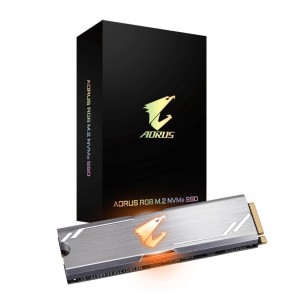 Gigabyte AORUS RGB M.2 PCIe NVMe SSD 256GB - 3100/1050 MB/s 180K/240K IOPS 3D NAND TLC Heatsink 1.8 Mil MTBF 5yr TRIM SMART AES 256