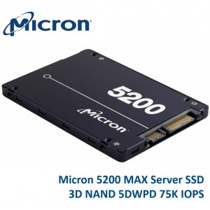 Micron 5200 MAX 480GB 2.5' SATA3 6Gbps 5DWPD SSD 3D TLC NAND 540R/460W MB/s 93K/70K IOPS 7mm Server Data Centre 3 Mil hrs 5yrs LS