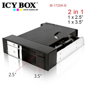 ICY BOX Trayless module for 1x 2.5" and 1x 3.5" SATA HDDs in 1x 5.25" bay IB-172SK-B