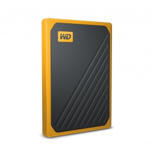 WD My Passport Go 2TB External Portable SSD 400 MB/s USB3.0 Tough Durable Drop Resistant Built-in Cable Amber Yellow for PC Mac 3yrs