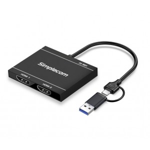 Simplecom DA327 USB 3.0 or USB-C to Dual HDMI Display Adapter for 2x 1080p Extended Screens