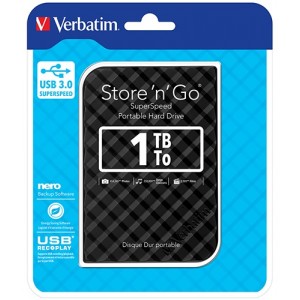 Verbatim 1TB 2.5' USB 3.0 Black Store'n'Go HDD Grid Design