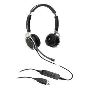 Grandstream GUV3005 Premium Dual Ear USB Headset, Busy Light, Noise Canceling Microphone, HD Audio, 2m USB Cable, Suits Teams, Zoom, 3CX