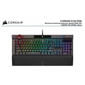 Corsair K100 RGB, Cherry MX SPEED, AXON 44-Zone RGB, PBT Double-Shot Keycaps, Black,  Mechanical Gaming Keyboard