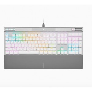 CORSAIR K70 RGB PRO OPX Optical-Mechanical Gaming Keyboard, Backlit RGB LED, CORSAIR OPX, White, White PBT Keycaps.