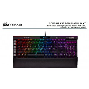 Corsair K95 RGB PLATINUM XT, Cherry MX Brown, Dynamic Per-Key RGB Backlighting with 19-Zone LightEdge, Mechanical Gaming Keyboard