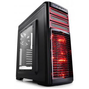 DeepCool Kendomen Red Mid Tower Case with Window - Red LED