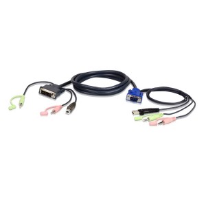 Aten KVM Cable 1.8m with VGA, USB & Audio to DVI-I (Single Link), USB & Audio