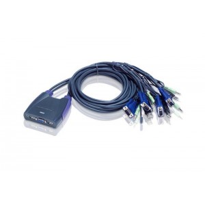 Aten 4 Port USB VGA Cable KVM Switch with audio, 1.8M Cable, Video DynaSync, mouse and keyboard emulation