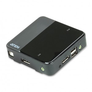 Aten CS782DP-AT  Slim KVM Switch 2 Port Single Display DisplayPort w/ audio, Cables Included, Remote Port Selector,