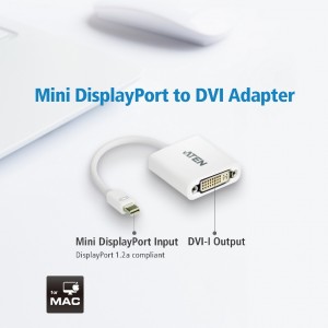 Aten VC960-AT  Mini DisplayPort to DVI Adapter, Supports VGA, SVGA, XGA, SXGA, UXGA and resolutions up to 1920x1200(PC) / 1080p(HDTV)
